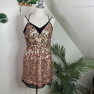 New Adelyn Rae Multi Color Sequin Mini Dress M